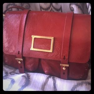 Marc Jacobs Red Glazed Leather Messenger Bag